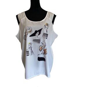 Lane Bryant SZ 18/20 White Tank with Fashionista Print